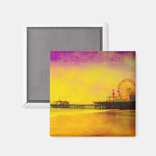 Yellow Lila Santa Monica Pier Magnet (Vorderseite/Rückseite)
