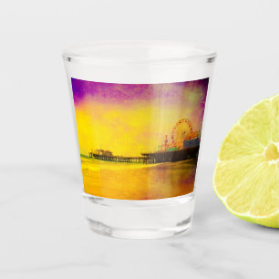 Yellow Lila Santa Monica Pier Schnapsglas