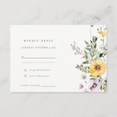 Yellow Lilac Wildblume Wreath Wedding RSVP Begleitkarte (Vorderseite)