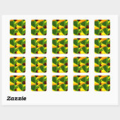 Yellow Lilies Pattern Quadratischer Aufkleber (Blatt)