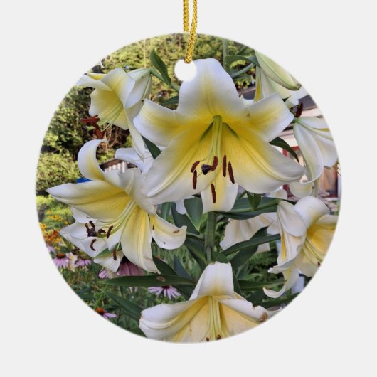 Yellow Lilly Glass Keramik Ornament (Vorne)
