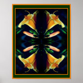 Yellow Lily Blume Mirror Abstrakt Poster (Vorne)