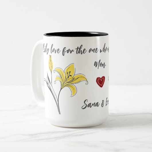 Yellow Lily Mütter Day Tasse (Vorderseite Links)