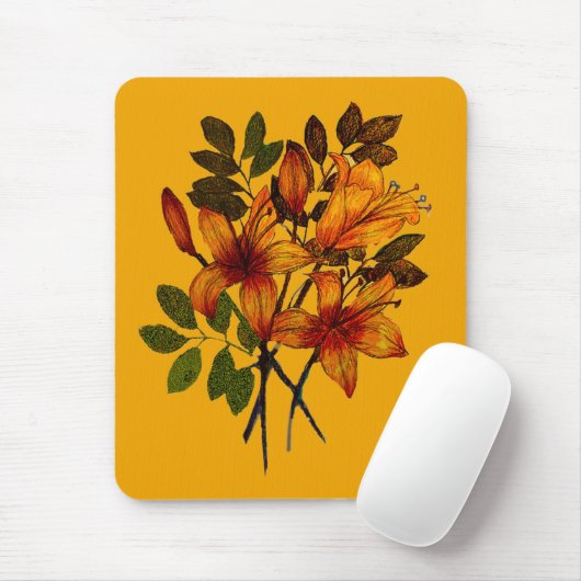 Yellow Lily Print on Mousepad (Mit Mouse)