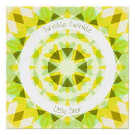 Yellow Lime Green Twinkle Little Star Baby Kinderz Poster