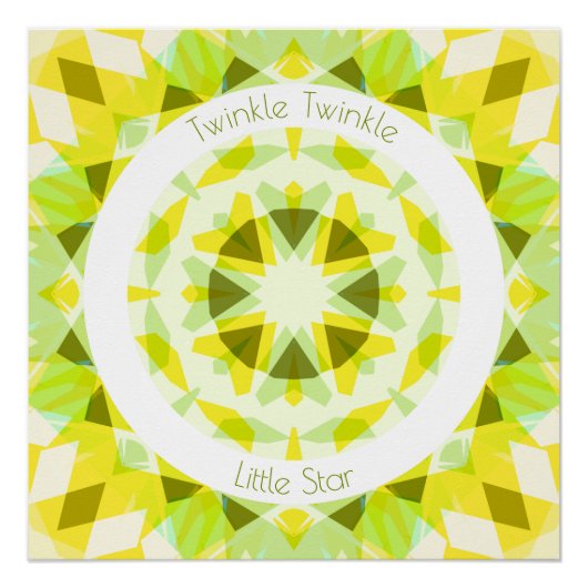 Yellow Lime Green Twinkle Little Star Baby Kinderz Poster (Vorderseite)
