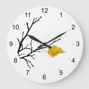 Yellow Lime Tree Leaf Große Wanduhr