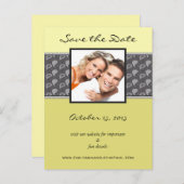 Yellow Limon Chartreuse Paisley Foto Save the Date Ankündigungspostkarte (Vorne/Hinten)