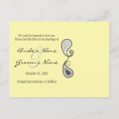 Yellow Limon Chartreuse Paisley Foto Save the Date Ankündigungspostkarte (Rückseite)