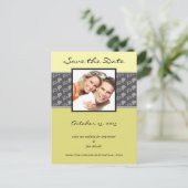 Yellow Limon Chartreuse Paisley Foto Save the Date Ankündigungspostkarte (Stehend Vorderseite)