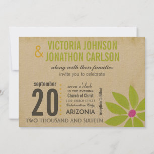 Yellow Limon Modern Daisy Typografy Wedding Einladung