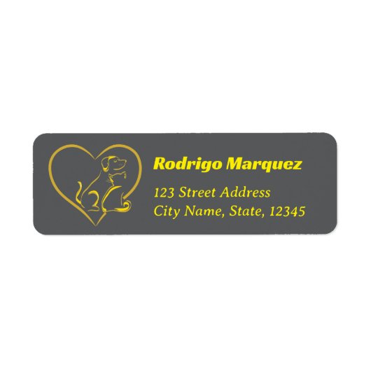 Yellow Line Art Cat, Dog, and Heart (Vorne)