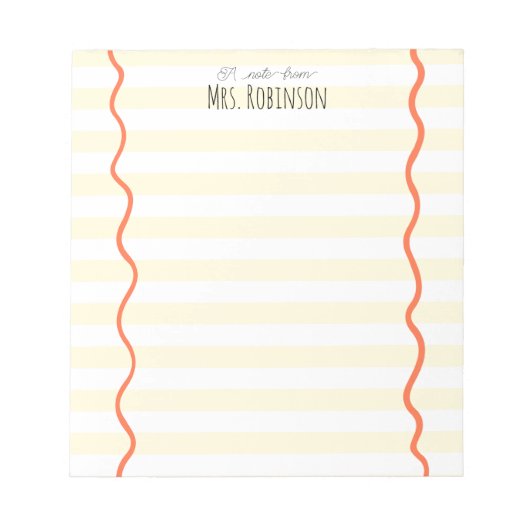 Yellow Line Personalized Teacher Notepad Notizblock (Vorderseite)