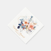 Yellow Lines&Flowers: Wedding Napkins Serviette (Ecke)