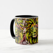 Yellow Lion Head Coffee Cup - Lion Face Tasse (Vorderseite Links)