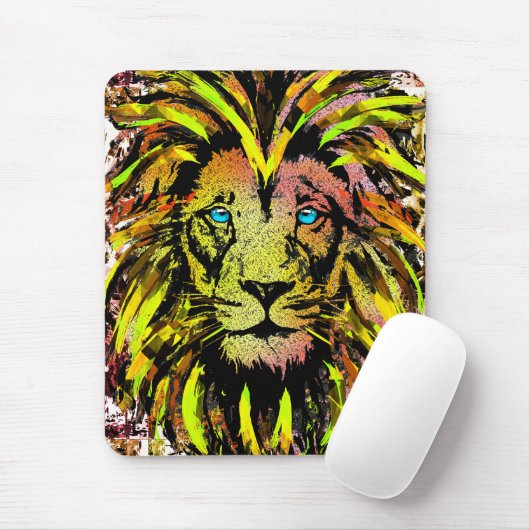 Yellow Lion Head Mouse Pad - Lion Mousepad (Mit Mouse)