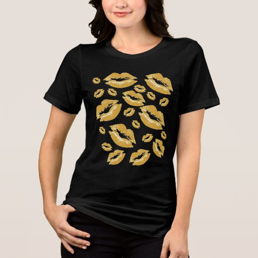 Yellow Lip Print Flirtatious Fun Tri-Blend Shirt (Vorderseite)