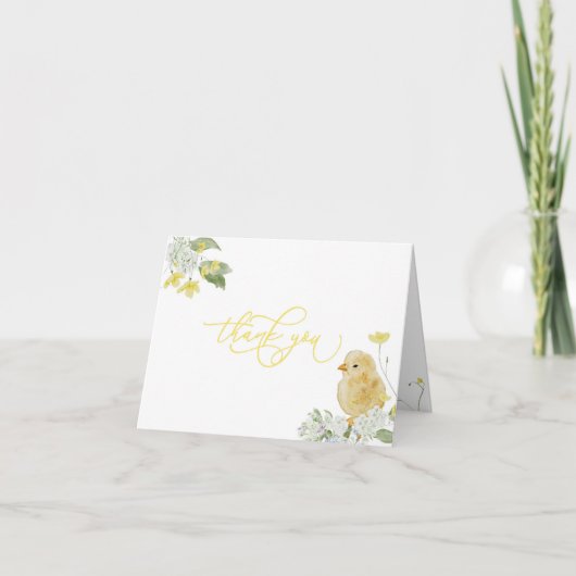 Yellow Little Chick Baby Dusche Danke Karte (Vorderseite)