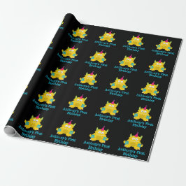 Yellow Little Monster Birthday Gift Wrap Geschenkpapier