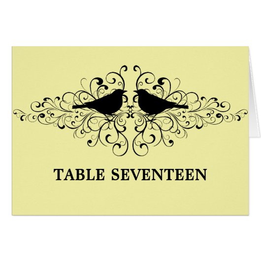 Yellow Love Bird Wirbel Tischnummer Card (Vorderseite (Horizontal))