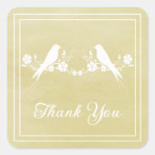 Yellow Lovebirds Floral Danke Stickers (Vorderseite)