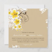 Yellow Luau Beach Hochzeit im tropischen Hibiskus Einladung (Vorderseite)