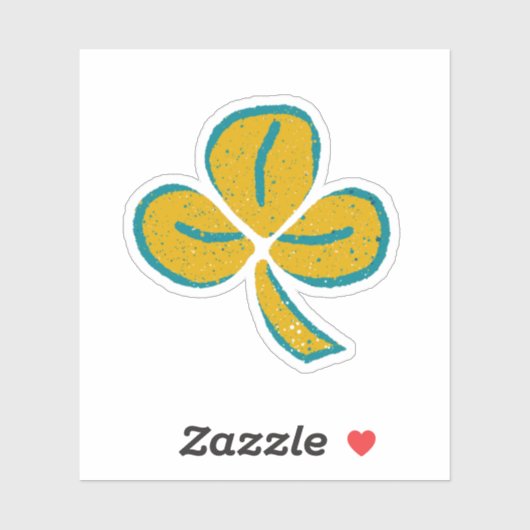 Yellow Lucky Clover Kleeblatt St. Patrick`s Day Aufkleber (Blatt)
