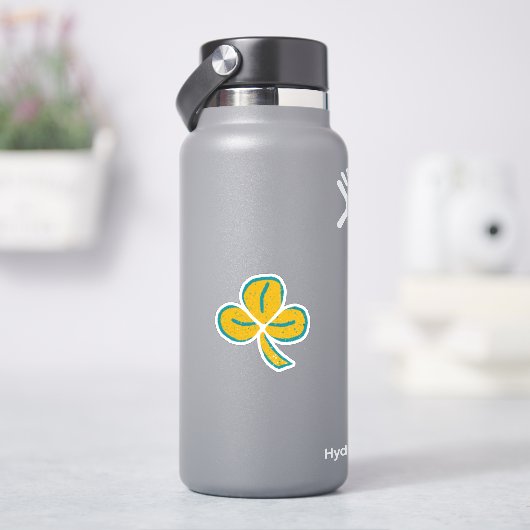 Yellow Lucky Clover Kleeblatt St. Patrick`s Day Aufkleber (HydroFlask)