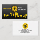 Yellow Luminous City Skyline Electrician Bulb Moon Visitenkarte (Vorne/Hinten)