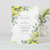 Yellow Lush Botanical Wedding Einladung (Stehend Vorderseite)