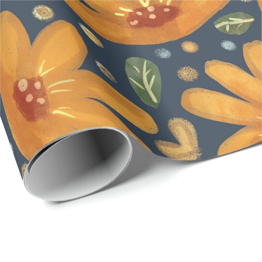 Yellow Luxe Florals Geschenkpapier (Rolleneckpunkt)