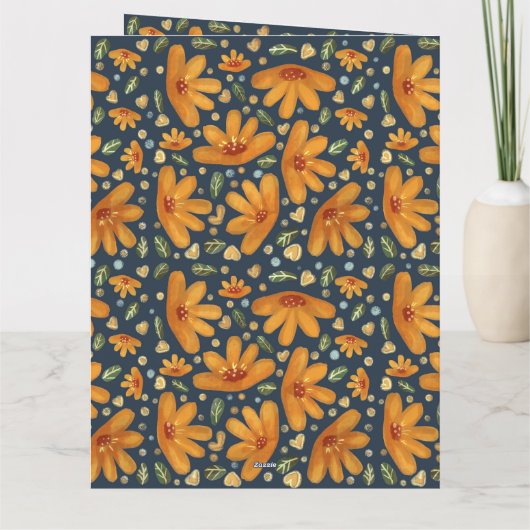 Yellow Luxe Florals Karte (Rückseite)