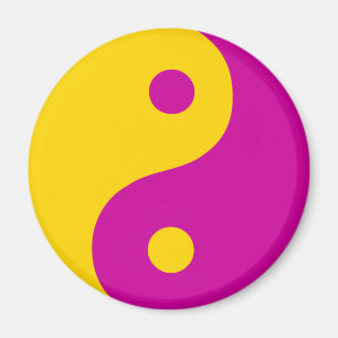 Yellow & Magenta Yin Yang Taoist Symbol Magnet