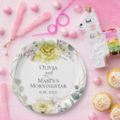 Yellow Magnolia und Peony Summer Wedding Pappteller (Party)