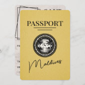 Yellow Maldives Passport Save the Date (Vorne/Hinten)