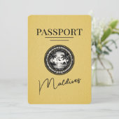 Yellow Maldives Passport Save the Date (Stehend Vorderseite)