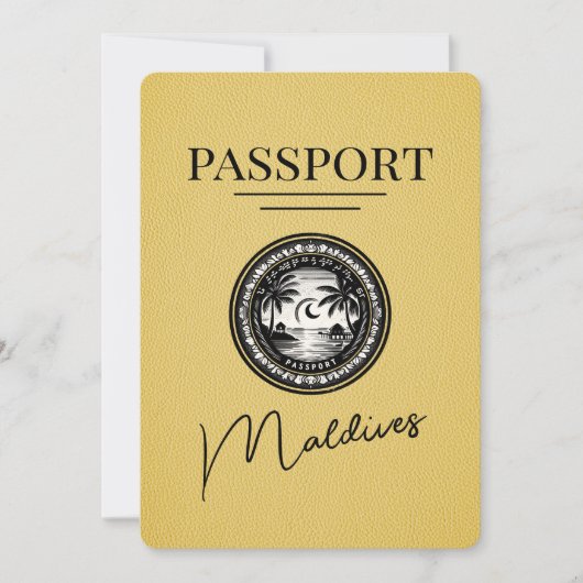 Yellow Maldives Passport Save the Date (Vorderseite)