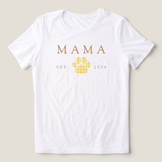Yellow Mama Gingham Paw Print Birthday Tri-Blend Shirt