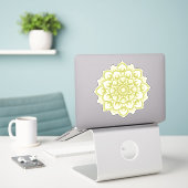 Yellow Mandala Blume Custom-Cut Vinyl Sticker (Laptop auf Schreibtisch)