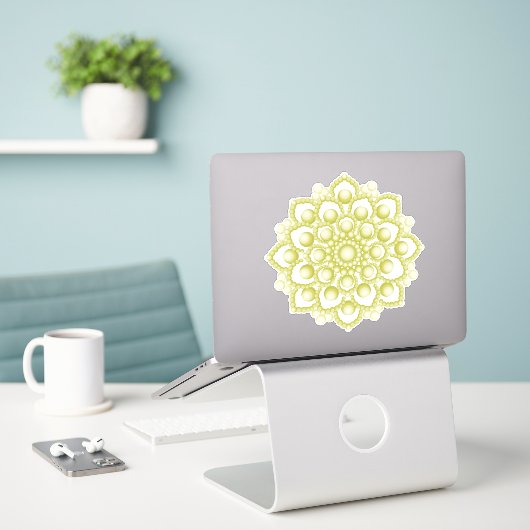 Yellow Mandala Blume Custom-Cut Vinyl Sticker (Laptop auf Schreibtisch)