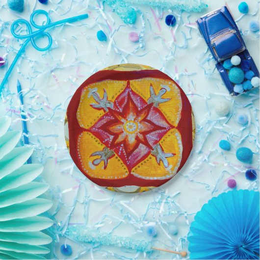 Yellow Mandala Custom Paper Teller 7 in (Party)