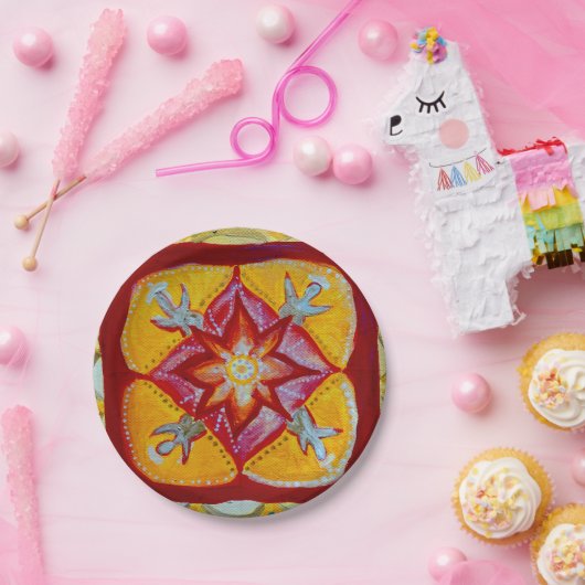 Yellow Mandala Custom Paper Teller 7 in (Party)