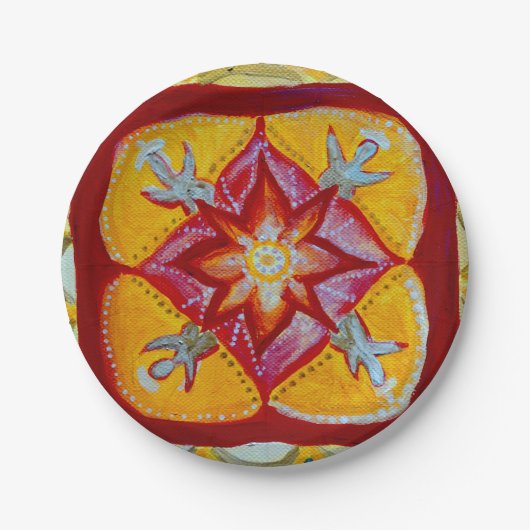 Yellow Mandala Custom Paper Teller 7 in (Vorderseite)