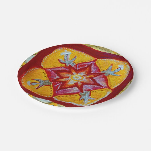 Yellow Mandala Custom Paper Teller 7 in (Schrägansicht)