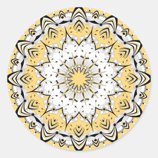 Yellow Mandala (Design 3) Stickers (Vorderseite)
