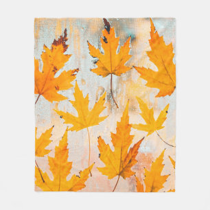YELLOW MAPLE-BLÄTTER FLEECEDECKE