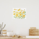 Yellow Margaret Daisies Zweig Aquarell Poster (Küche)