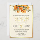 Yellow Marigold Floral South Indian Foto Hochzeit Einladung (Vorderseite)