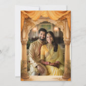 Yellow Marigold Floral South Indian Foto Hochzeit Einladung (Rückseite)