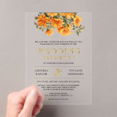 Yellow Marigold Floral South Indian Wedding Acryleinladungen (Insitu (Handheld))